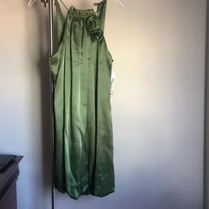 Olive Satin Dress